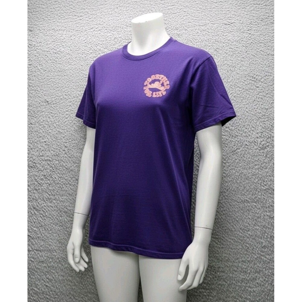 ​Peace Frogs Shirt Adult Medium Purple Together For Life Cancer Awareness Graphi